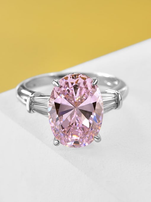 Pink [R 0378] 925 Sterling Silver High Carbon Diamond Geometric Dainty Band Ring
